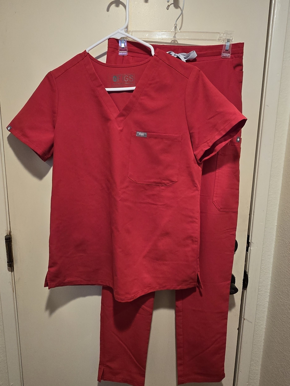 FIGS Women's Medical Scrub Top and Pants Set - Red